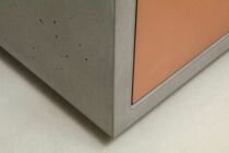 Beton-Lowboard, grau, Kupfer-Front, 90 cm, Kante