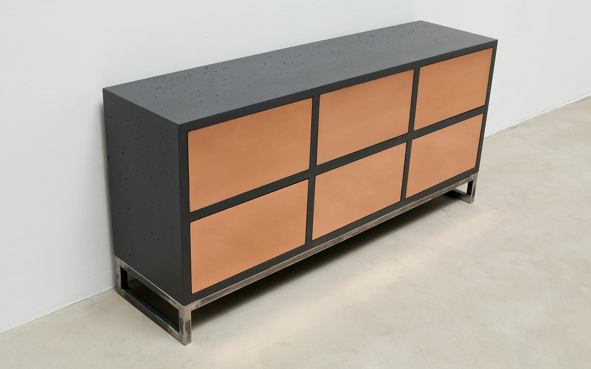Beton-Sideboard lavagrau mit 6 Schubladen