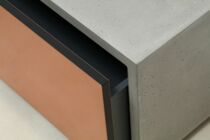 Beton-Lowboard, grau, Kupfer-Front, 120 cm, seitlich