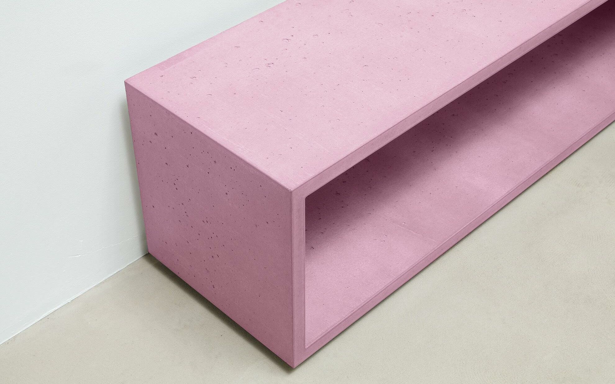 Beton Lowboard, rosa, 150 cm, von oben