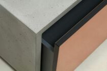 Beton-Lowboard, grau, Kupfer-Front, 90 cm, Detail